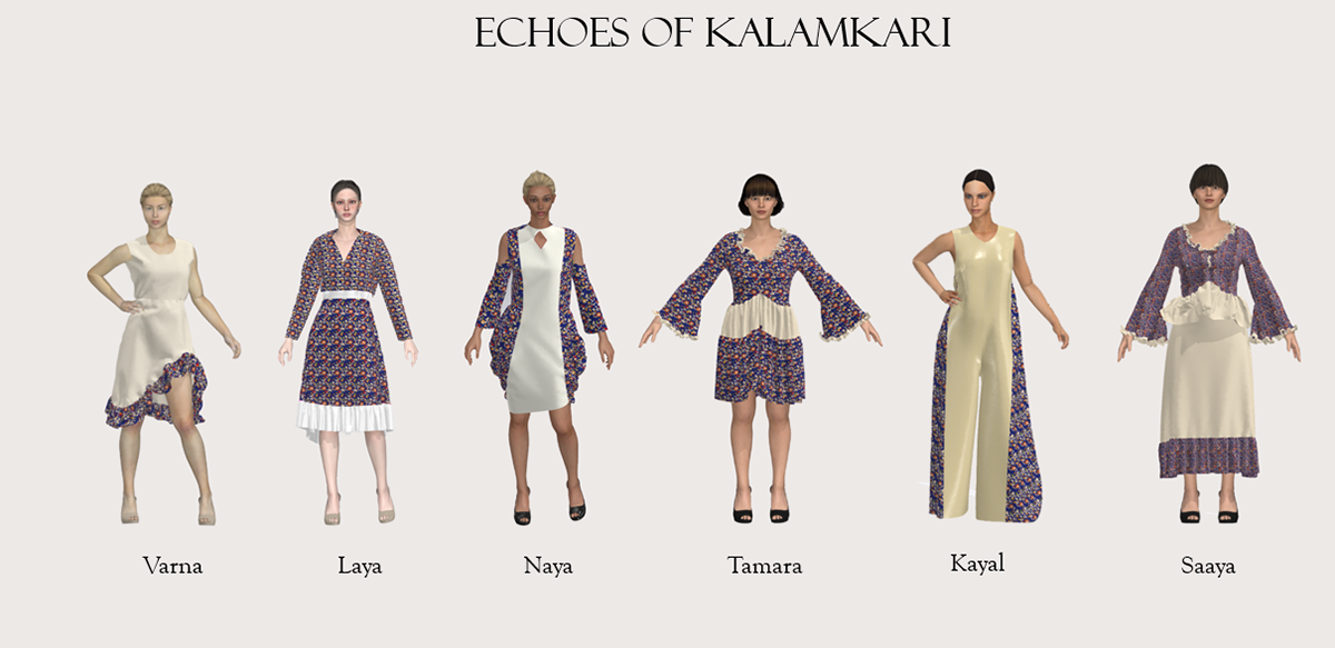 CLO 3D virtual garments â€” Echoes of Kalamkari lineup