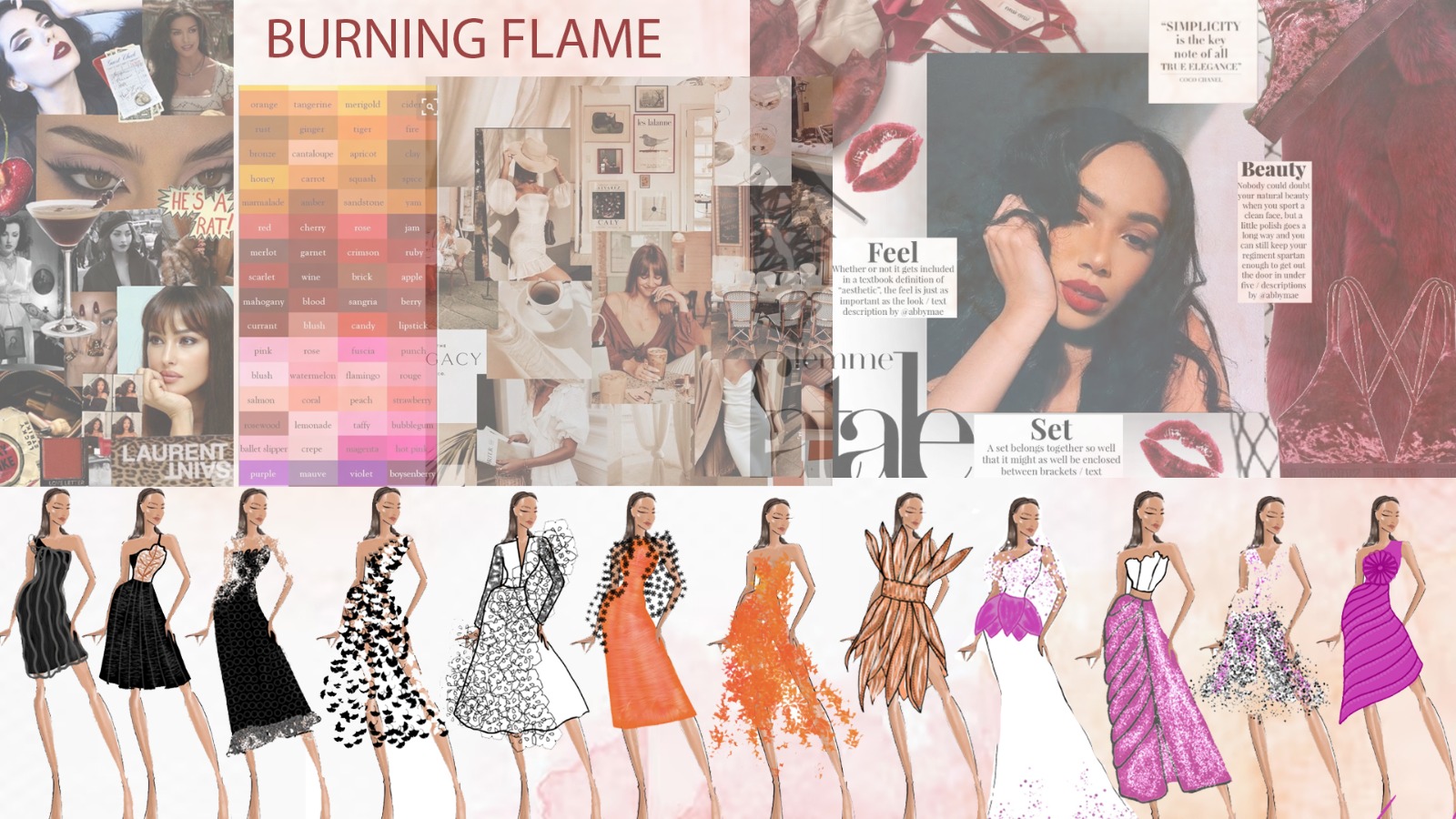 Fashion illustration presentation board â€” Burning Flame